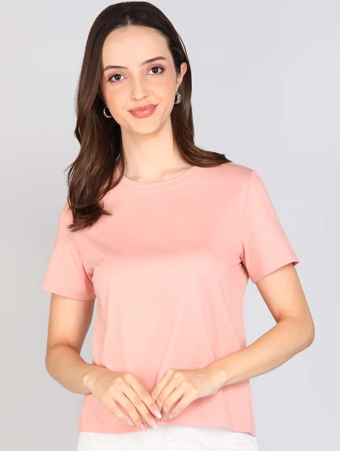 women solid short sleeve regular fit t-shirt - 21978564 -  Zoom Image - 0
