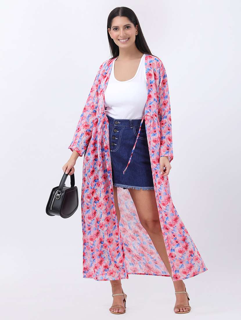 women floral printed long sleeve shrug