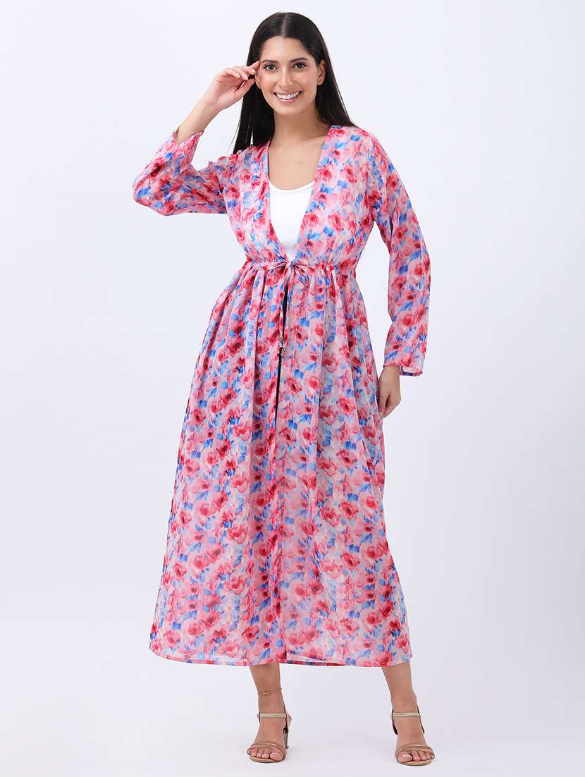 women floral printed long sleeve shrug - 21978593 - Standard Image - 3