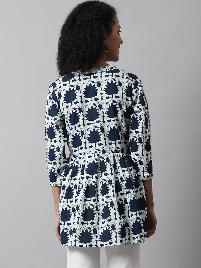 women three quarter sleeve flared kurti - 21978608 - Standard Image - 3