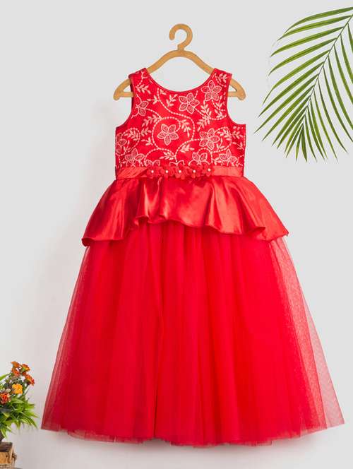 girls self designed sleeveless party gown - 21978609 -  Standard Image - 0