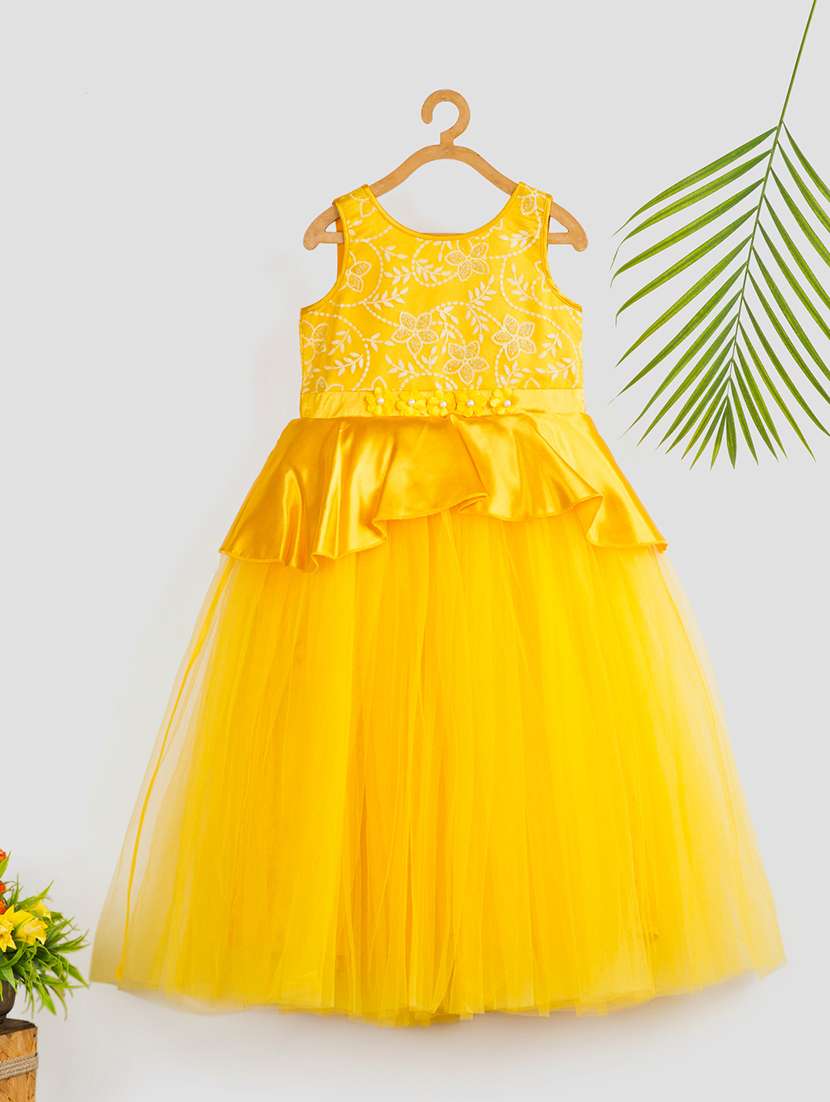 girls self designed sleeveless party gown