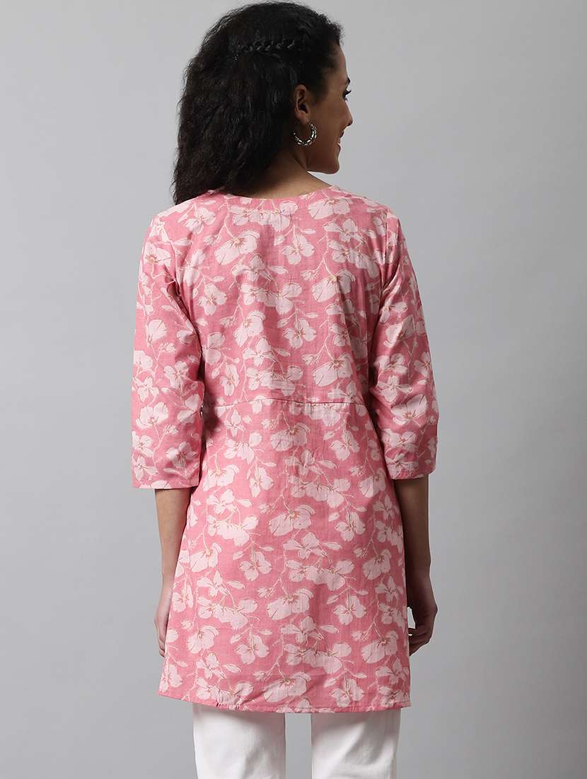 women printed three quarter sleeve angrakha kurti - 21978626 - Standard Image - 3