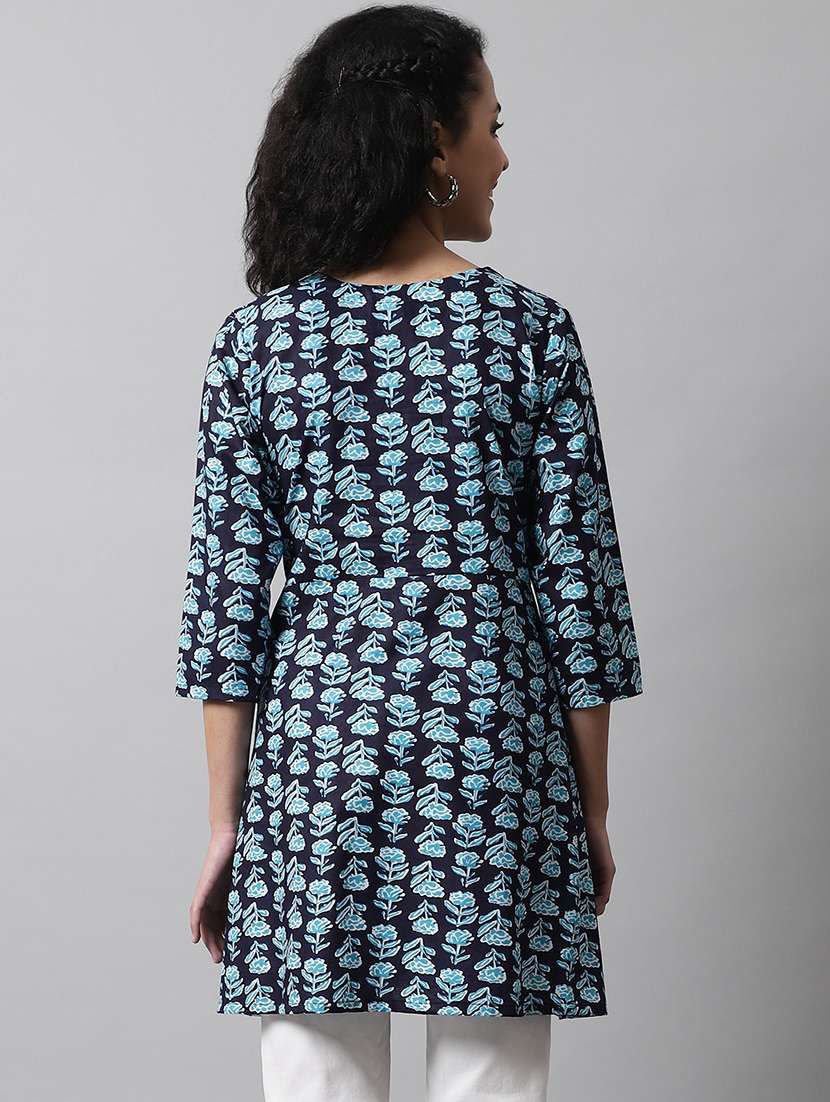women printed three quarter sleeve angrakha kurti - 21978627 - Standard Image - 3