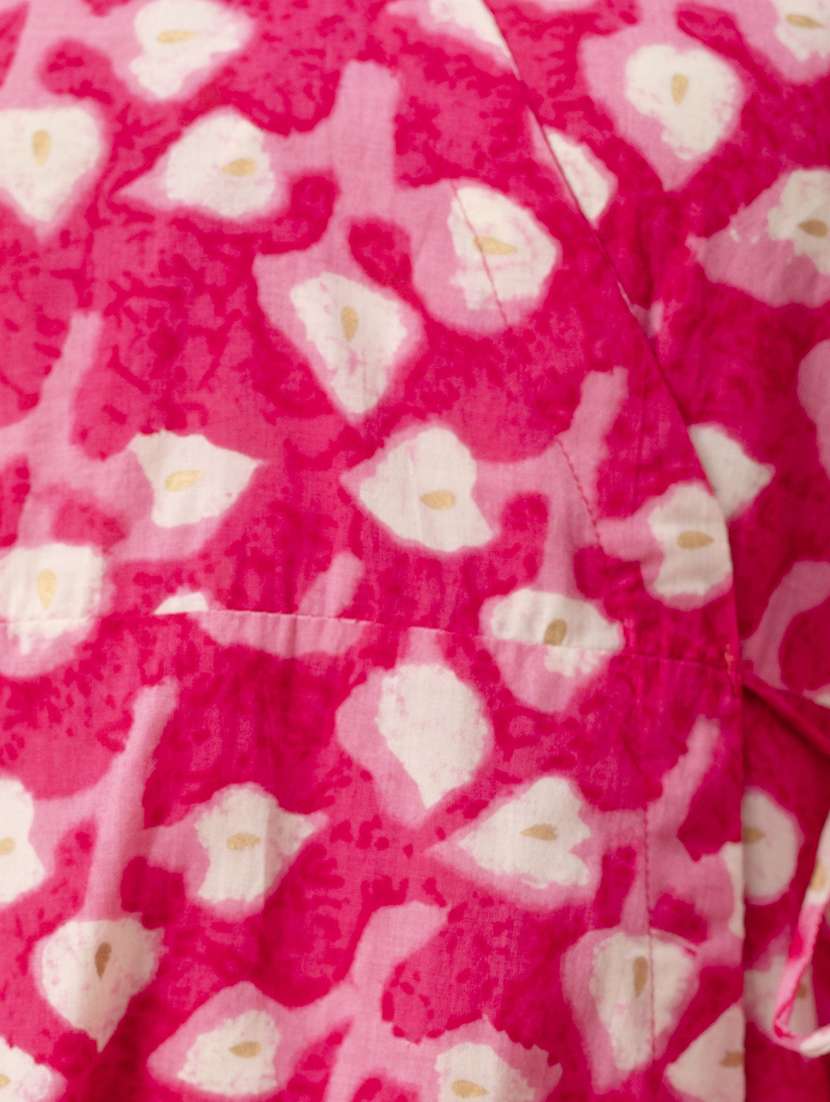 women printed three quarter sleeve angrakha kurti - 21978640 -  Standard Image - 3