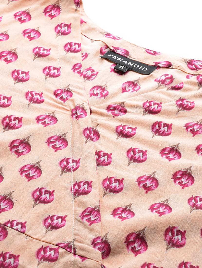 women printed three quarter sleeve angrakha kurti - 21978654 - Standard Image - 3