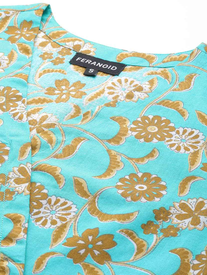 women printed three quarter sleeve angrakha kurti - 21978655 - Standard Image - 3