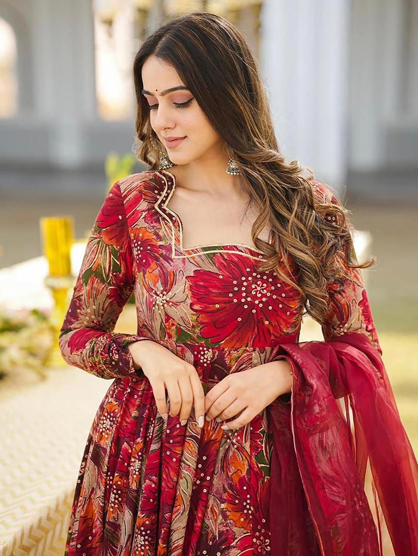 women floral printed long sleeve kurta dupatta set - 21978656 - Standard Image - 3