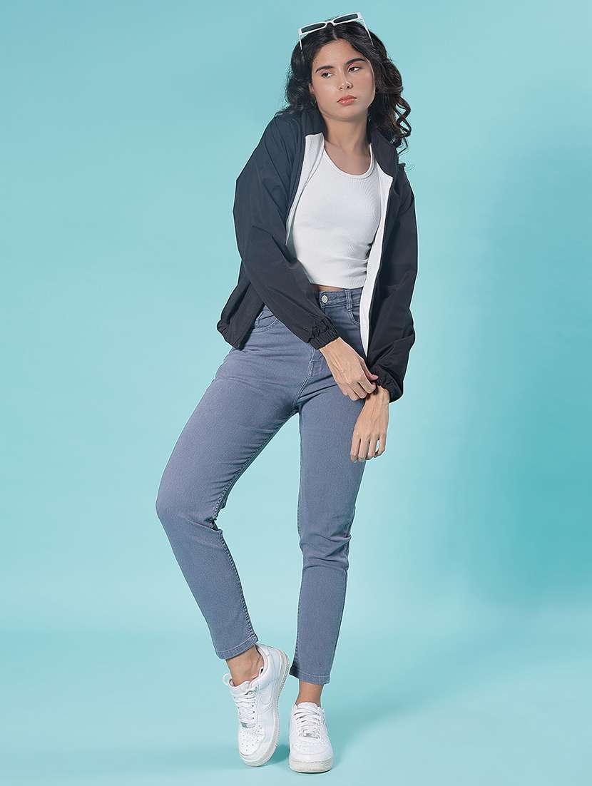 women solid long sleeve windcheater jacket - 21978876 - Standard Image - 3