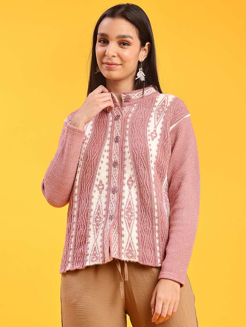 women self design long sleeve cardigan - 21978894 -  Standard Image - 3