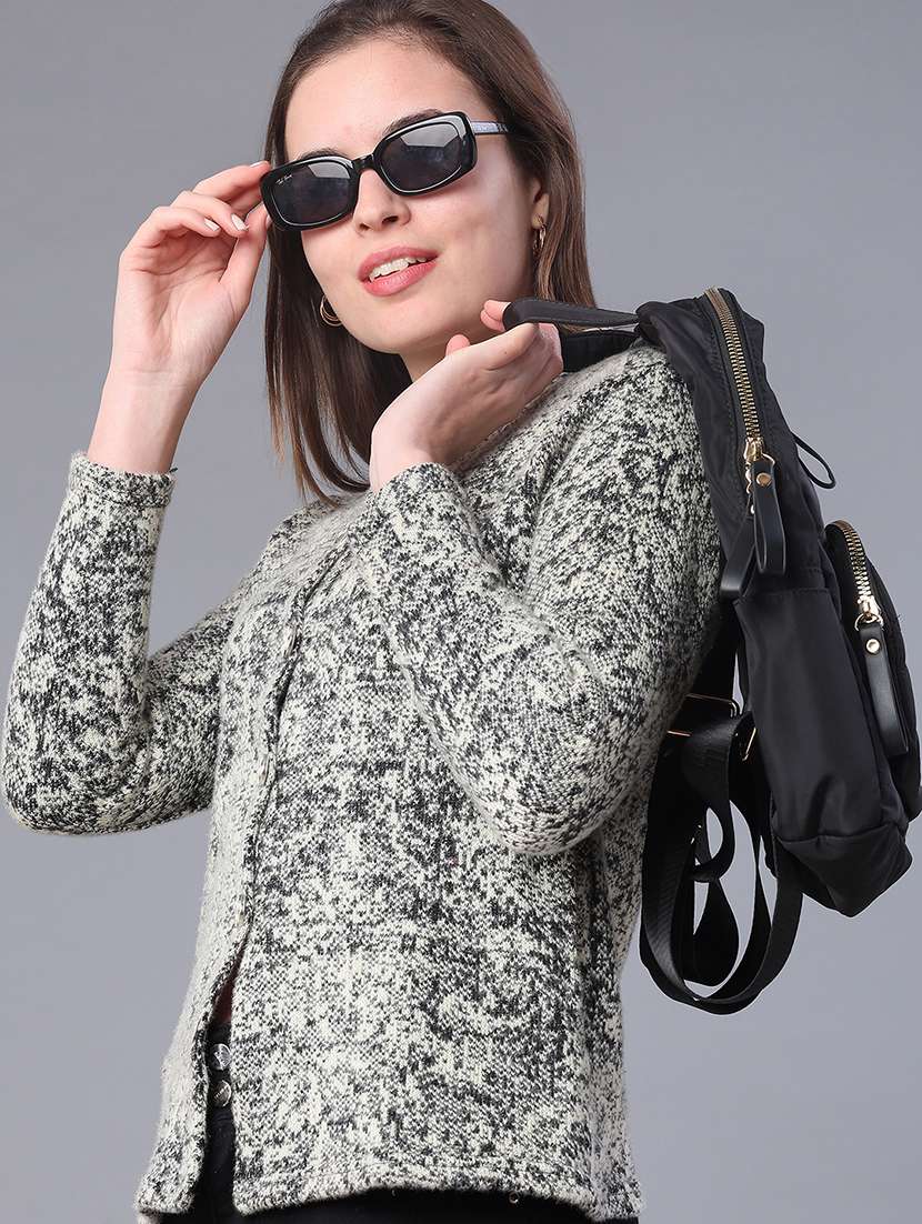 women self design long sleeve cardigan