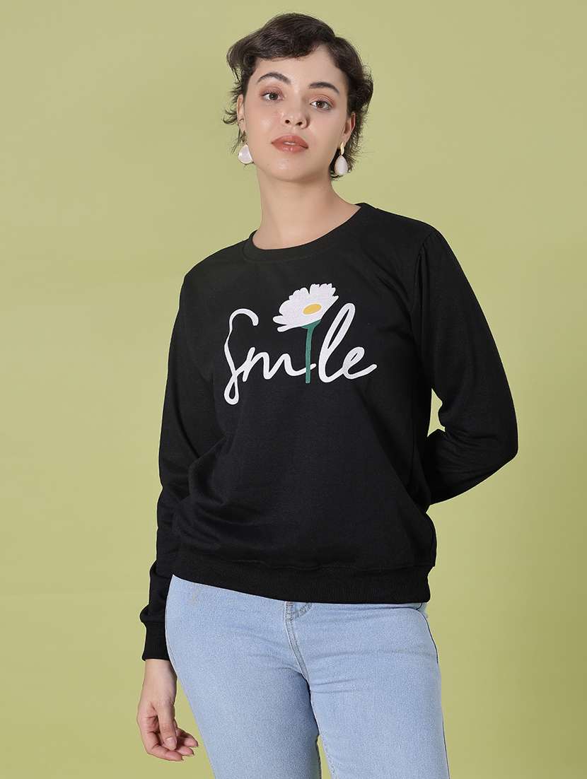 women chest print long sleeve sweatshirt