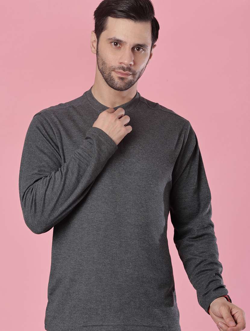 men solid long sleeve regular fit t-shirt
