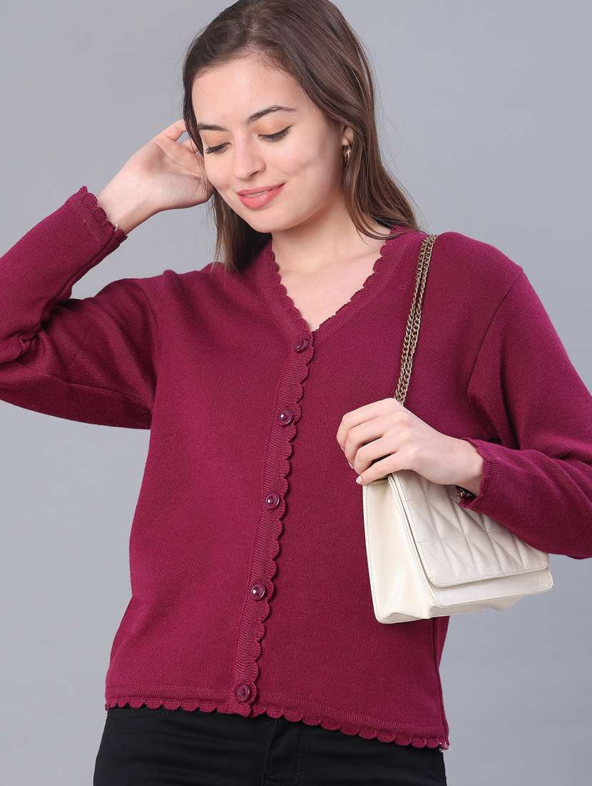 women solid long sleeve cardigan