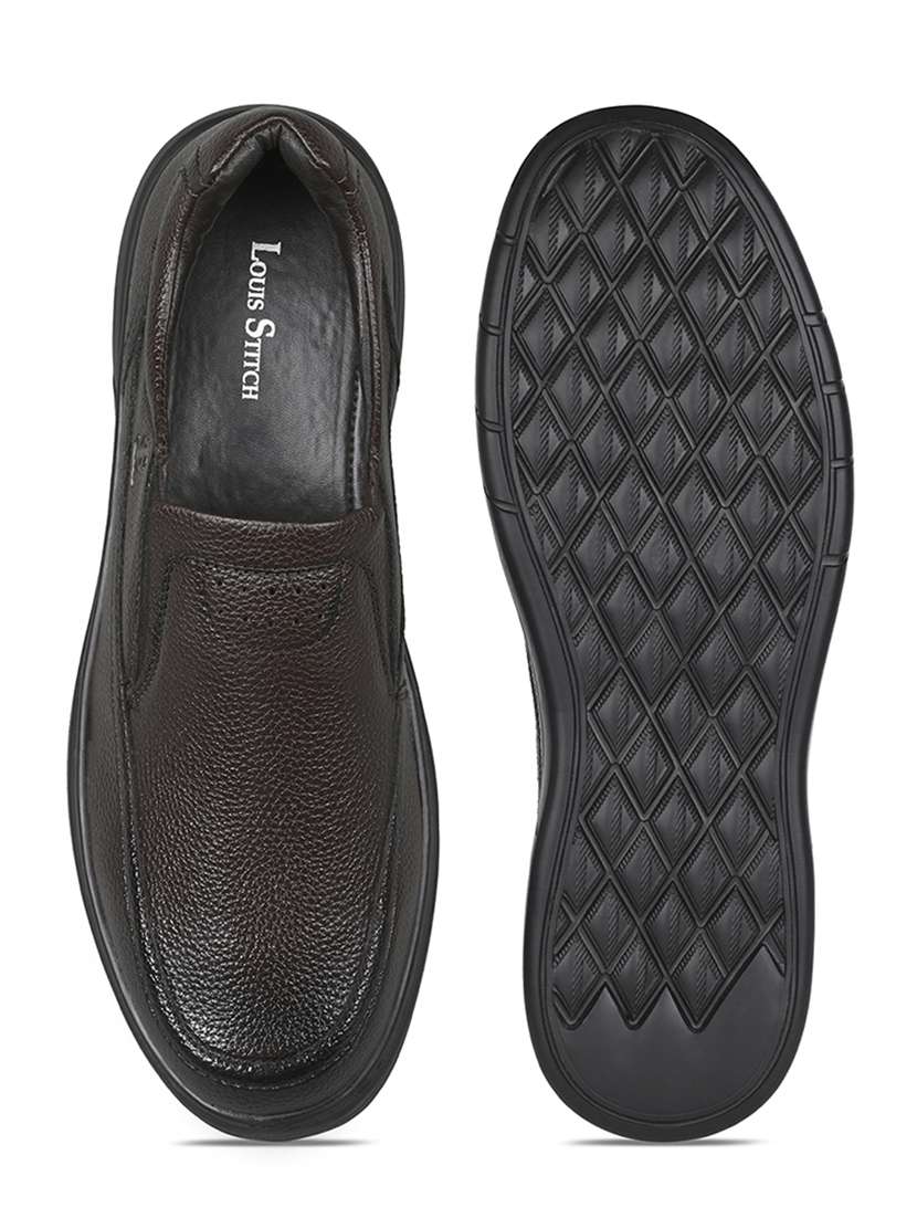 men solid slip on formal shoes - 21979011 - Standard Image - 5