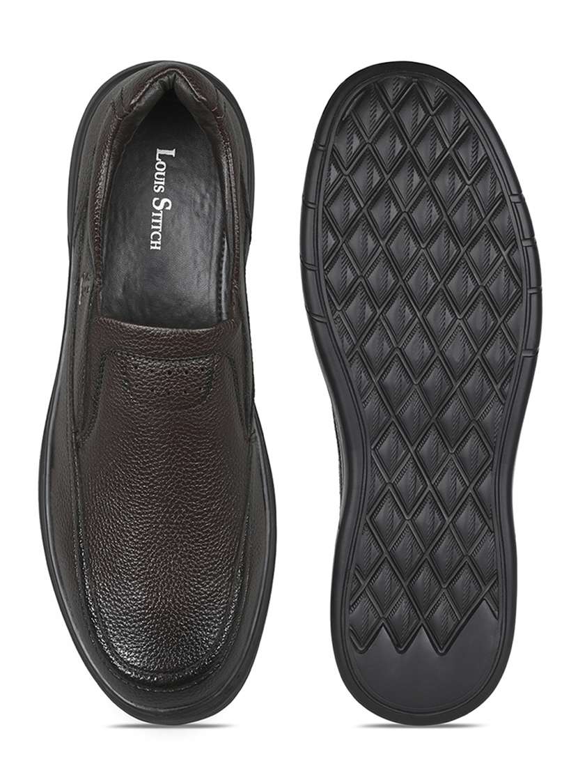 men solid slip on formal shoes - 21979016 - Standard Image - 5
