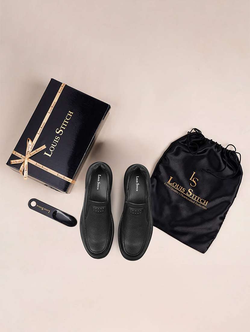 men solid slip on formal shoes - 21979018 -  Standard Image - 3