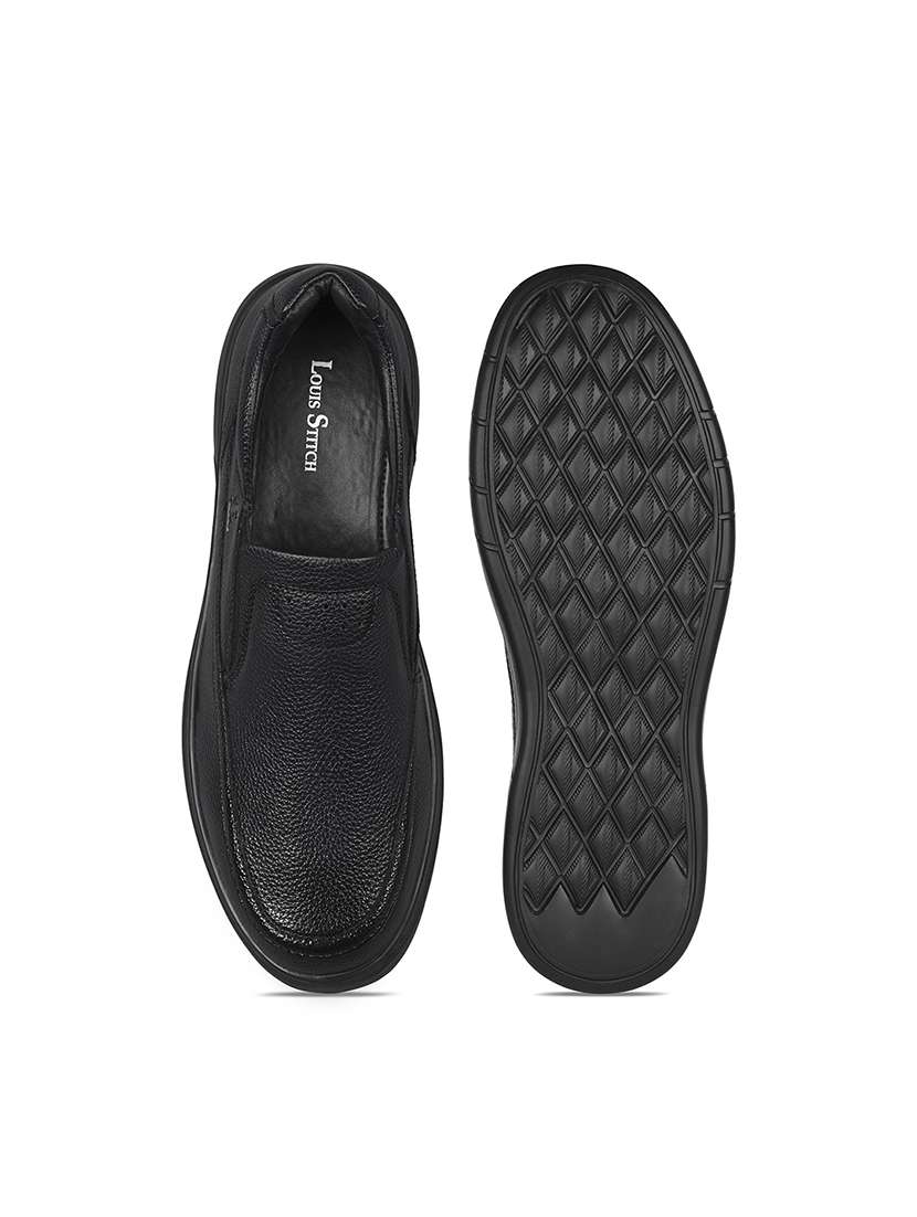 men solid slip on formal shoes - 21979019 - Standard Image - 5