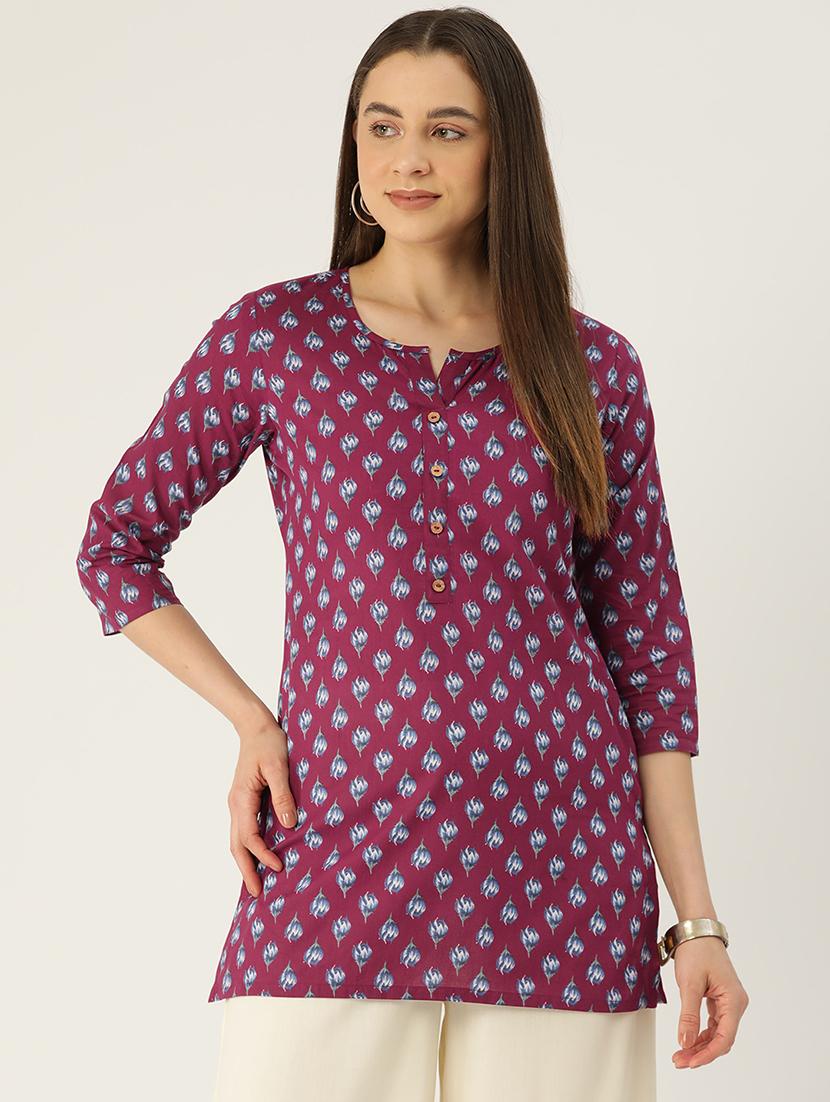 women printed three quarter sleeve straight kurti - 21979023 - Zoom Image - 0