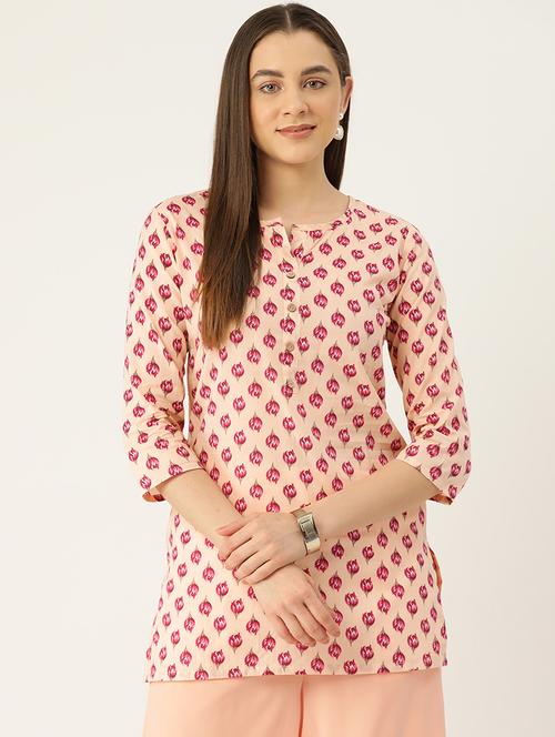 women printed three quarter sleeve straight kurti - 21979028 - Standard Image - 0