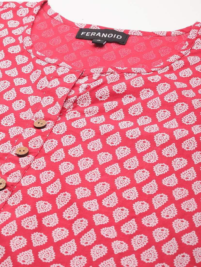 women printed three quarter sleeve straight kurti - 21979035 -  Standard Image - 3