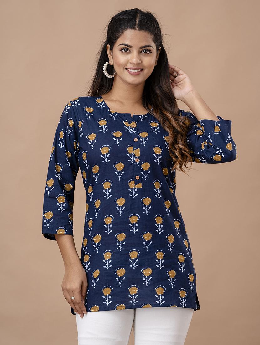 women printed three quarter sleeve straight kurti - 21979037 - Zoom Image - 0
