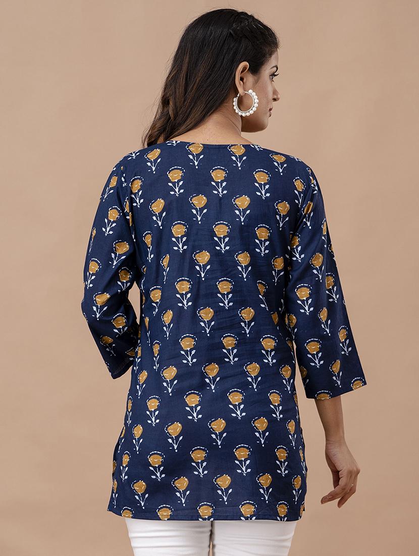 women printed three quarter sleeve straight kurti - 21979037 - Standard Image - 3