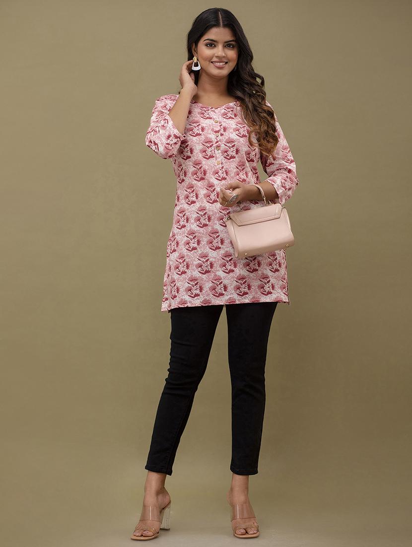 women printed three quarter sleeve straight kurti - 21979039 - Standard Image - 5