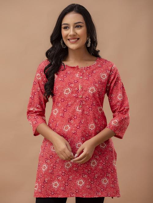 women printed three quarter sleeve straight kurti - 21979040 - Standard Image - 0