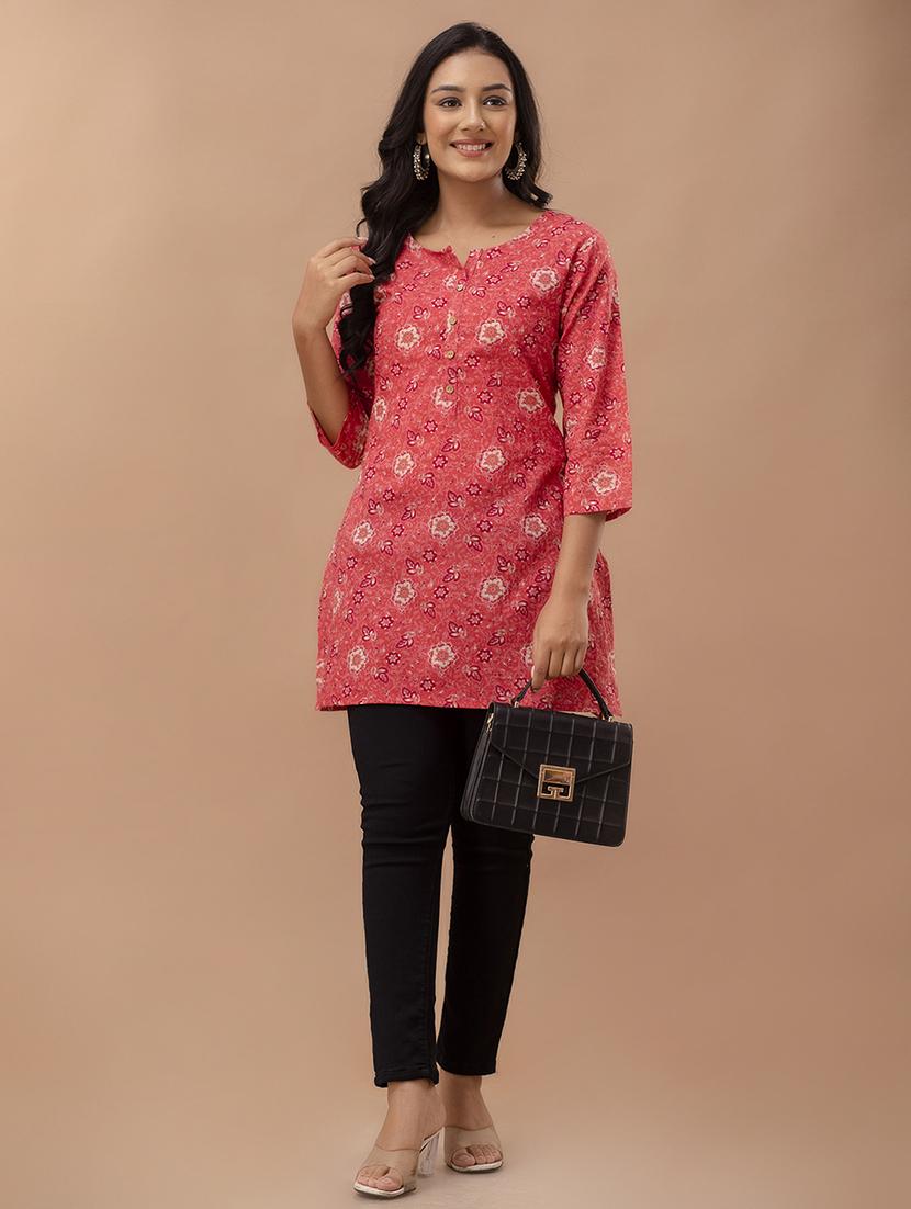 women printed three quarter sleeve straight kurti - 21979040 - Standard Image - 5