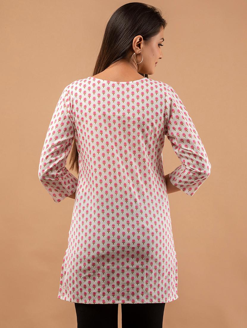 women printed three quarter sleeve straight kurti - 21979041 - Standard Image - 3