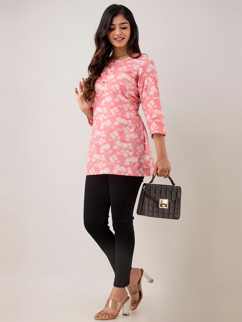 women printed three quarter sleeve straight kurti - 21979047 - Standard Image - 5