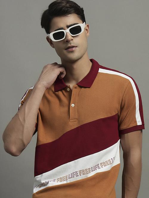 men color blocked short sleeve polo t-shirt - 21979232 - Standard Image - 0