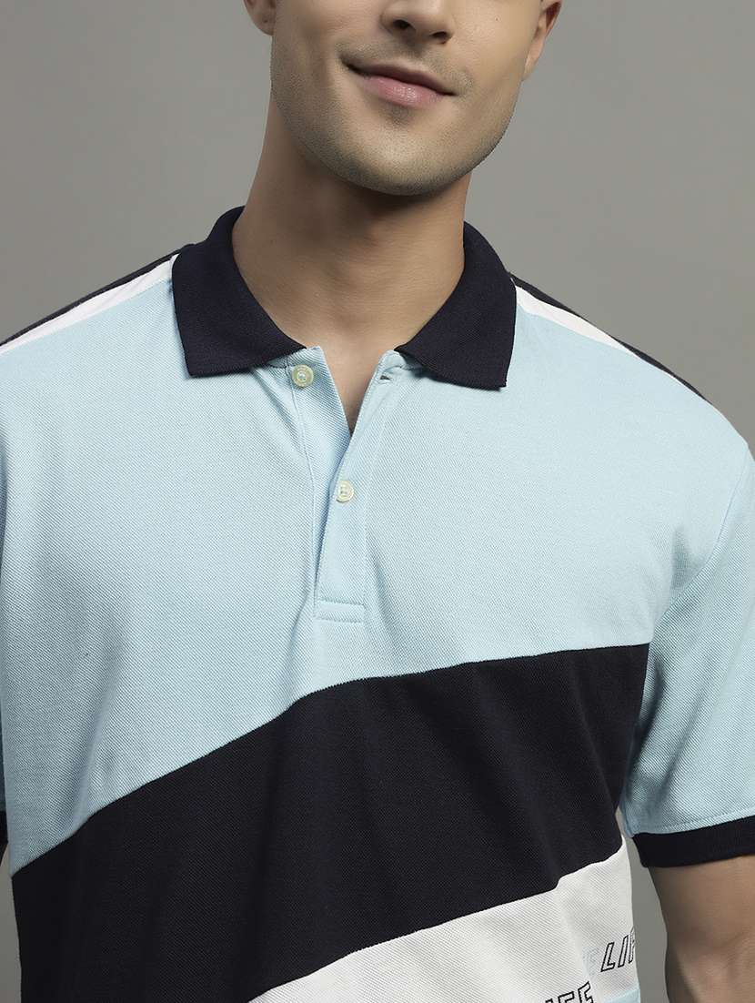 men color blocked short sleeve polo t-shirt - 21979233 -  Standard Image - 3