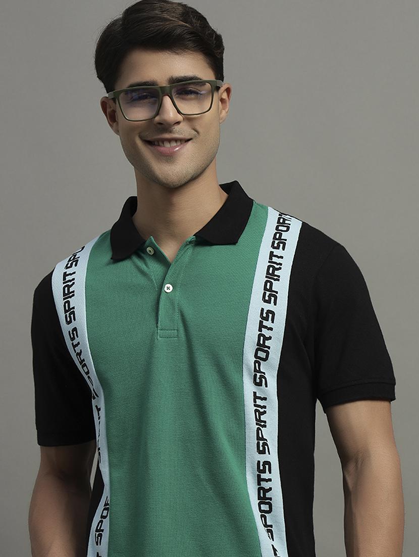 men color blocked short sleeve polo t-shirt - 21979235 - Zoom Image - 0