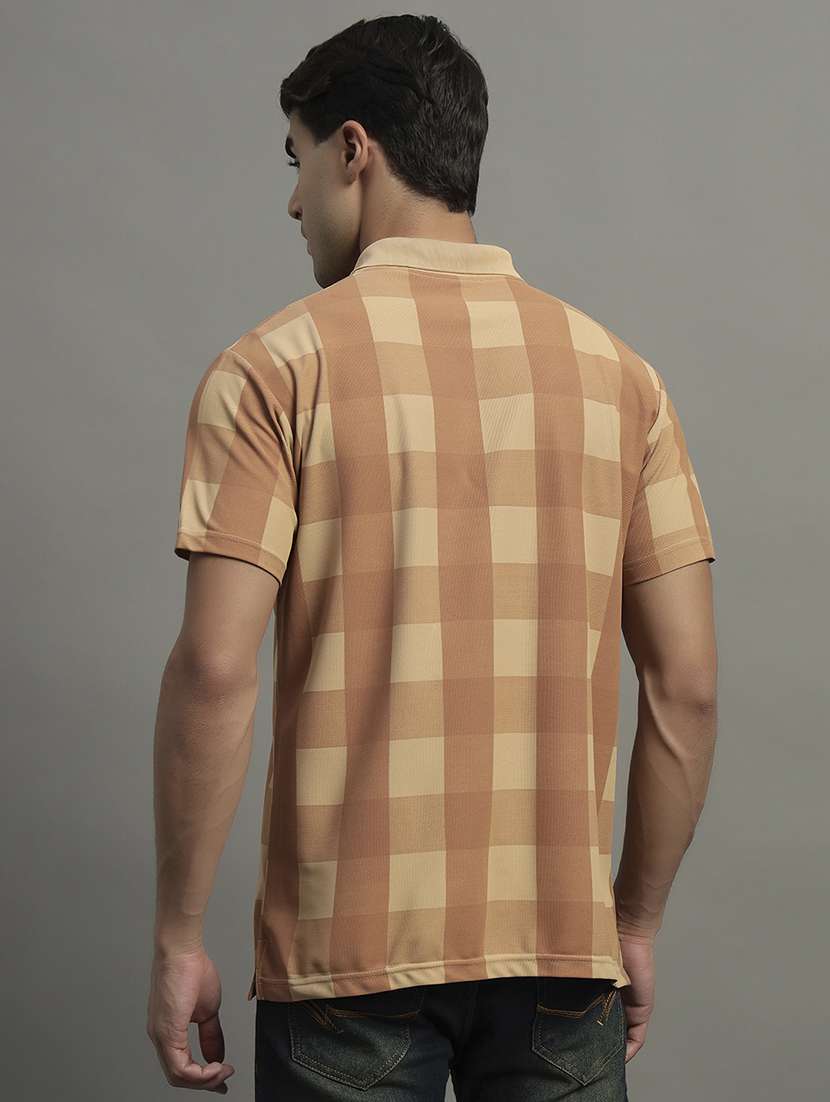 men checkered short sleeve polo t-shirt - 21979236 -  Standard Image - 3