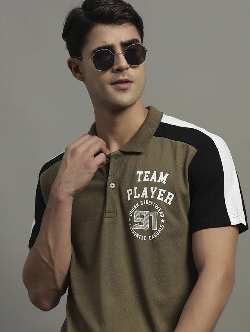 men color blocked short sleeve regular fit polo t-shirt