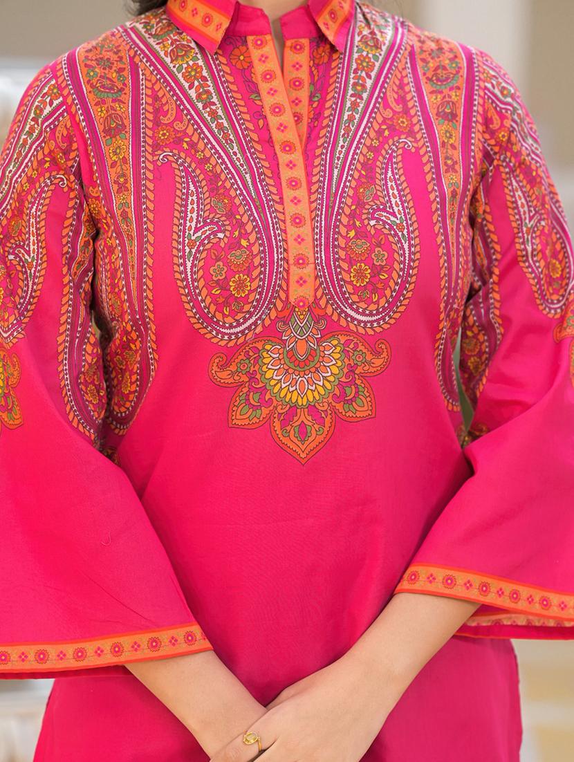 women printed three quarter sleeve ethnic co-ord set - 21979252 - Standard Image - 3