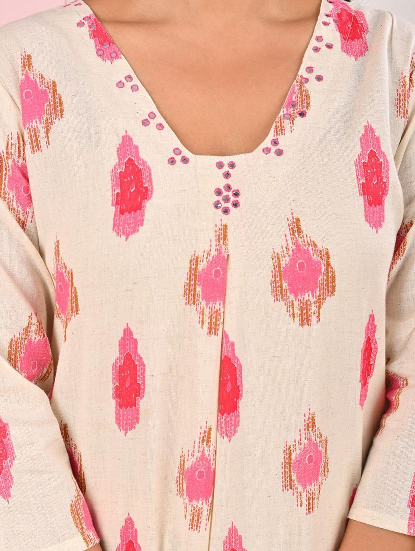 women printed three quarter sleeve kurta palazzo set - 21979262 - Standard Image - 3