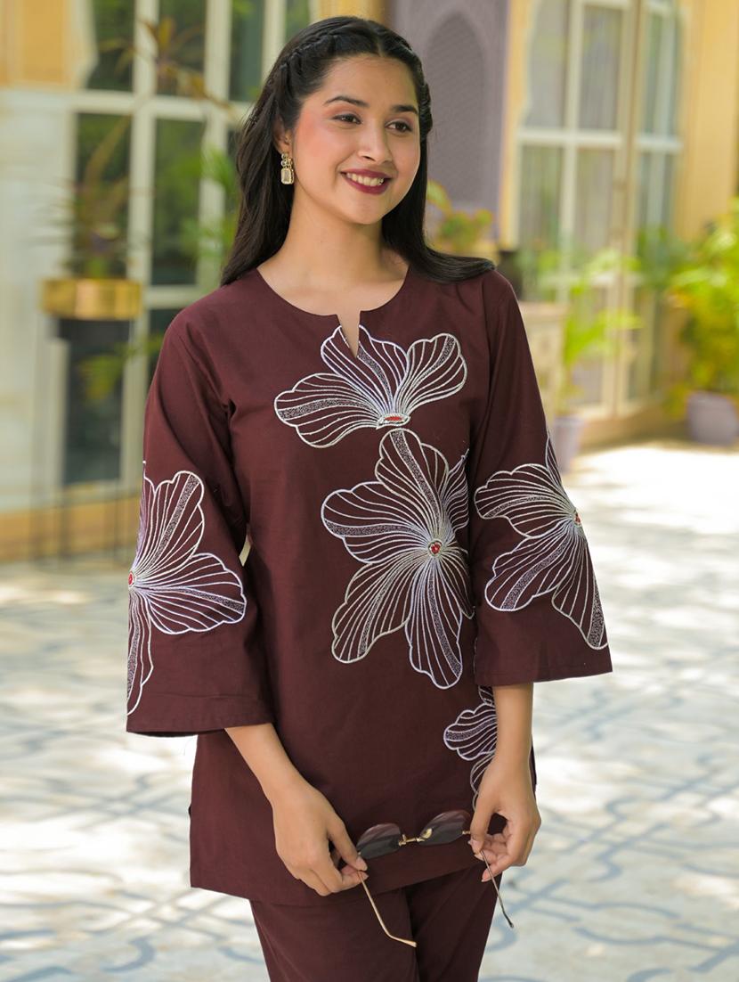 women floral three quarter sleeve ethnic co-ord set - 21979263 - Standard Image - 3