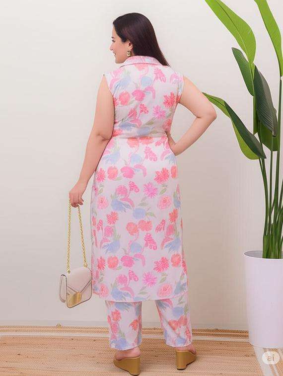 women floral printed sleeveless kurta pant set - 21979265 -  Standard Image - 3