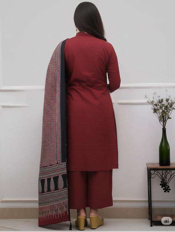 women three quarter sleeve kurta pant with dupatta set - 21979267 -  Standard Image - 3