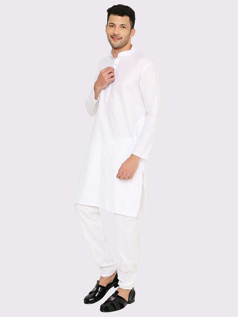 men solid mandarin neck long kurta - 21979269 - Standard Image - 3