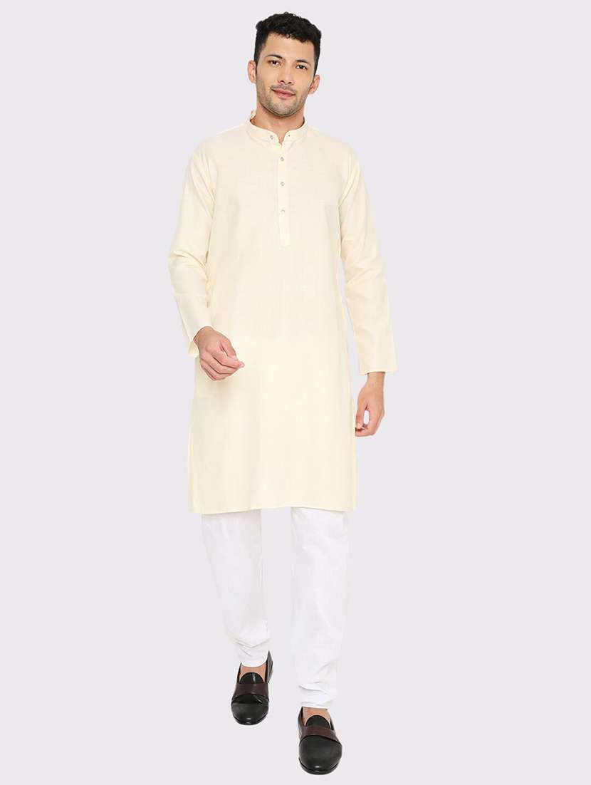 men solid mandarin neck long kurta