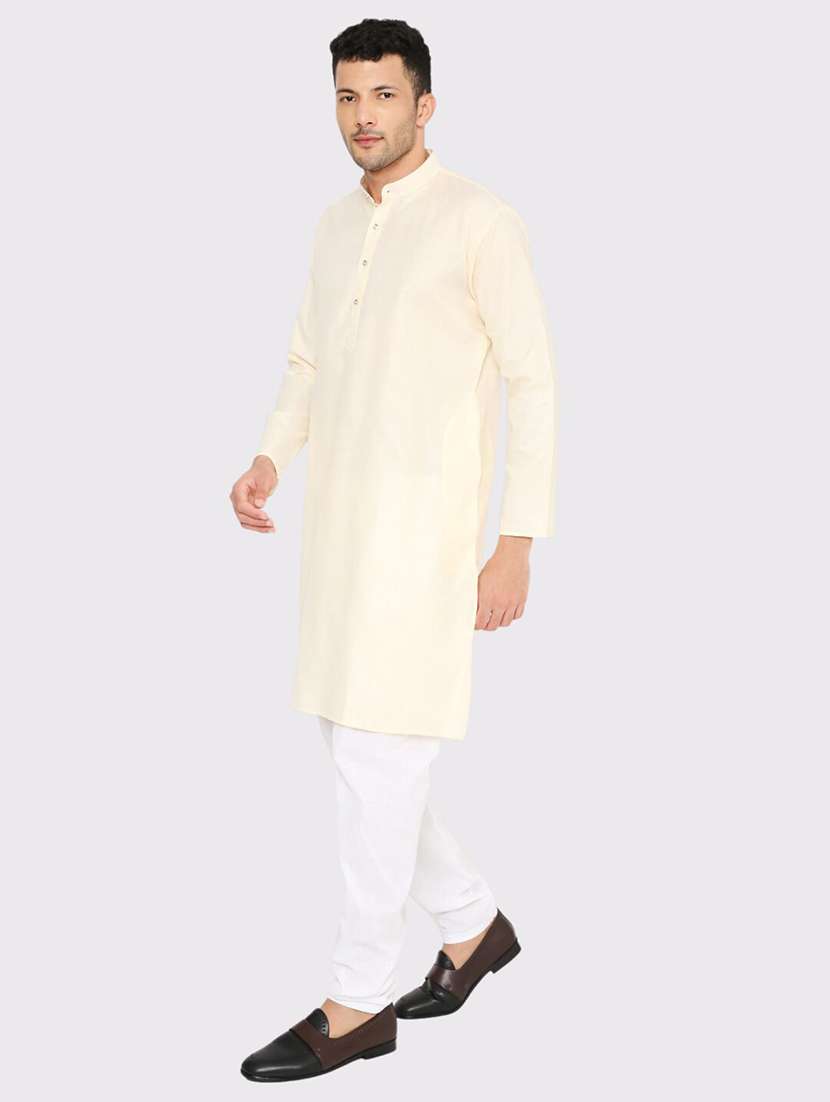 men solid mandarin neck long kurta - 21979270 -  Standard Image - 3