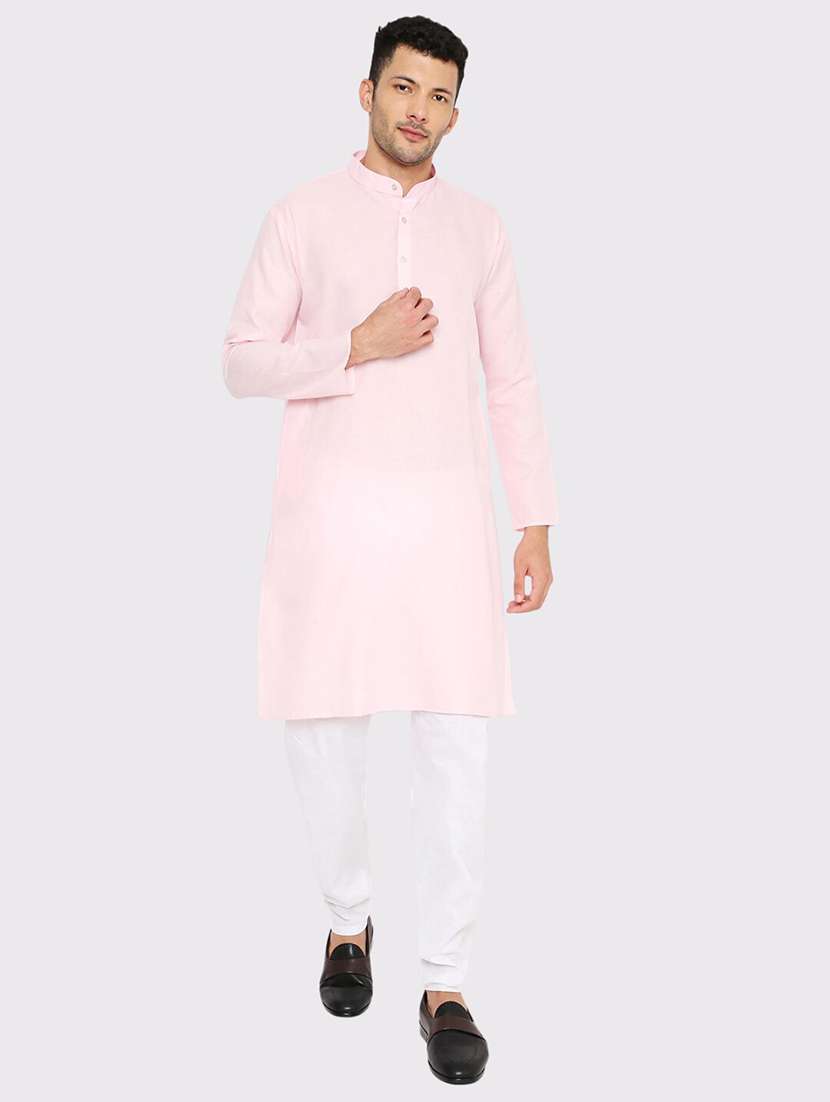 men solid mandarin neck long kurta