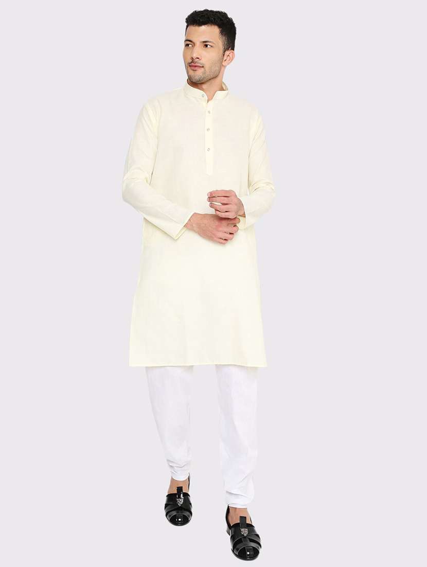 men solid mandarin neck long kurta