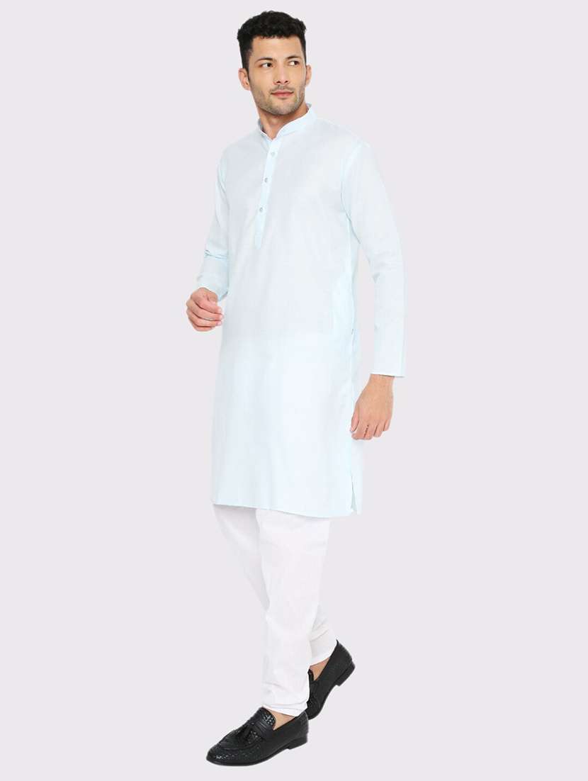 men solid mandarin neck long kurta - 21979273 -  Standard Image - 3