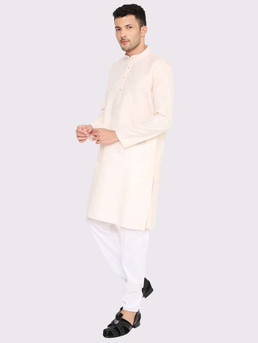 men solid mandarin neck long kurta - 21979274 -  Standard Image - 3