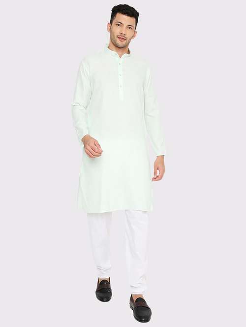men solid mandarin neck long kurta - 21979275 -  Standard Image - 0